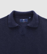 Pull col polo ouvert marine - IZAC