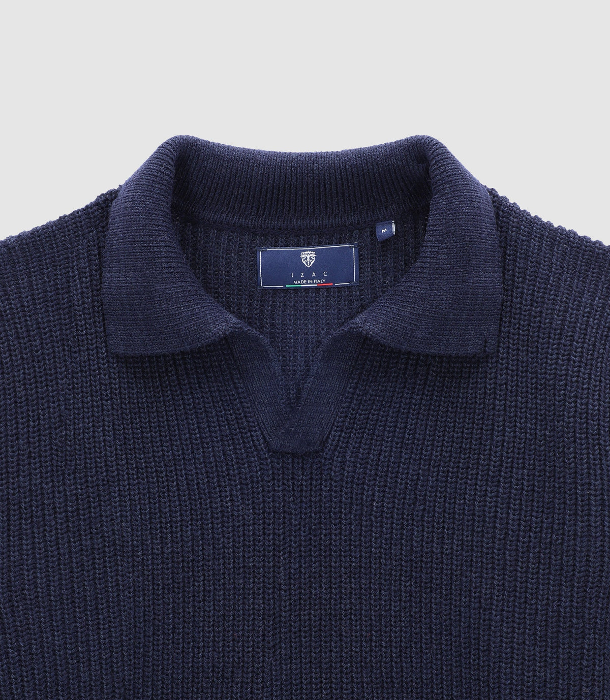 Pull col polo ouvert marine - IZAC
