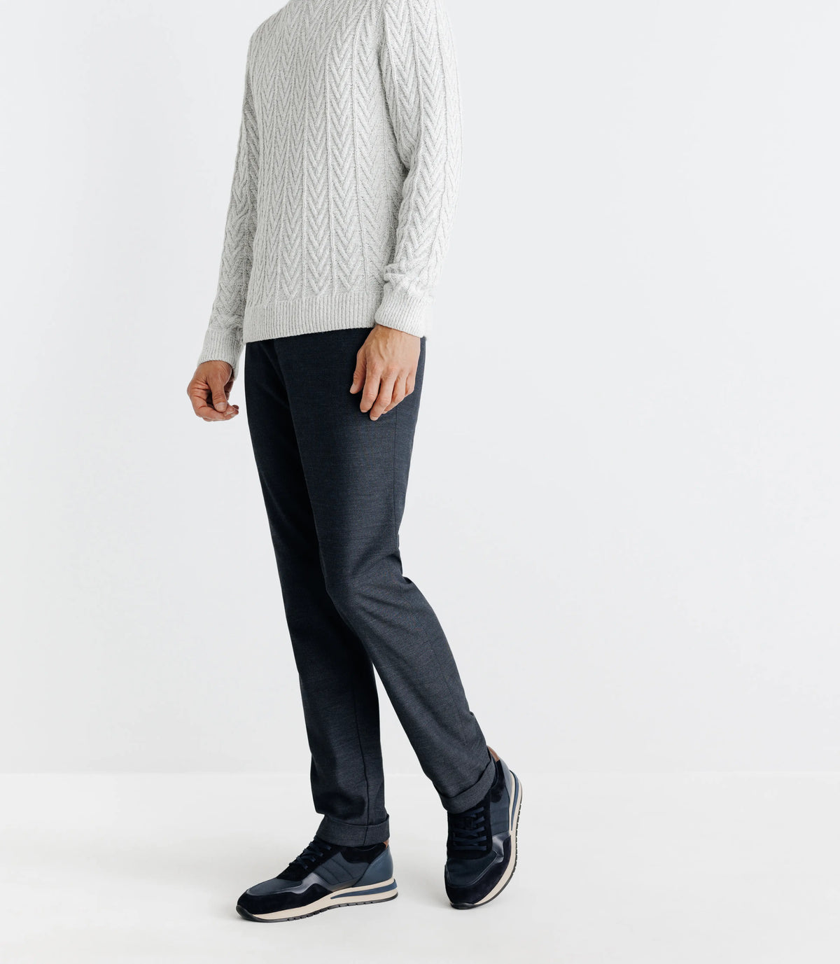 Pull col roulé torsadé gris - IZAC
