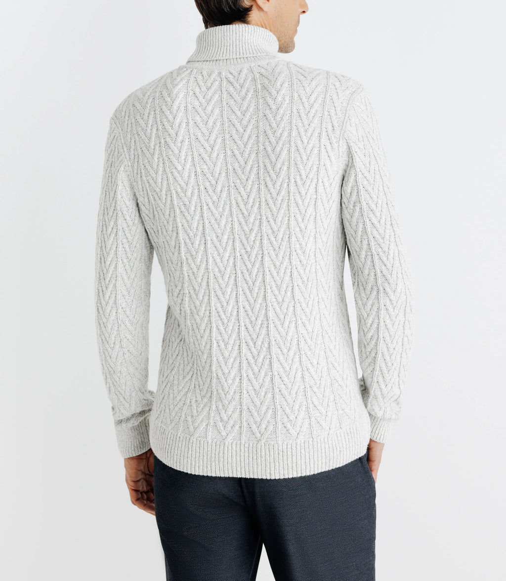 Pull col roulé torsadé gris - IZAC