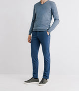 Pull col V manches longues indigo - IZAC