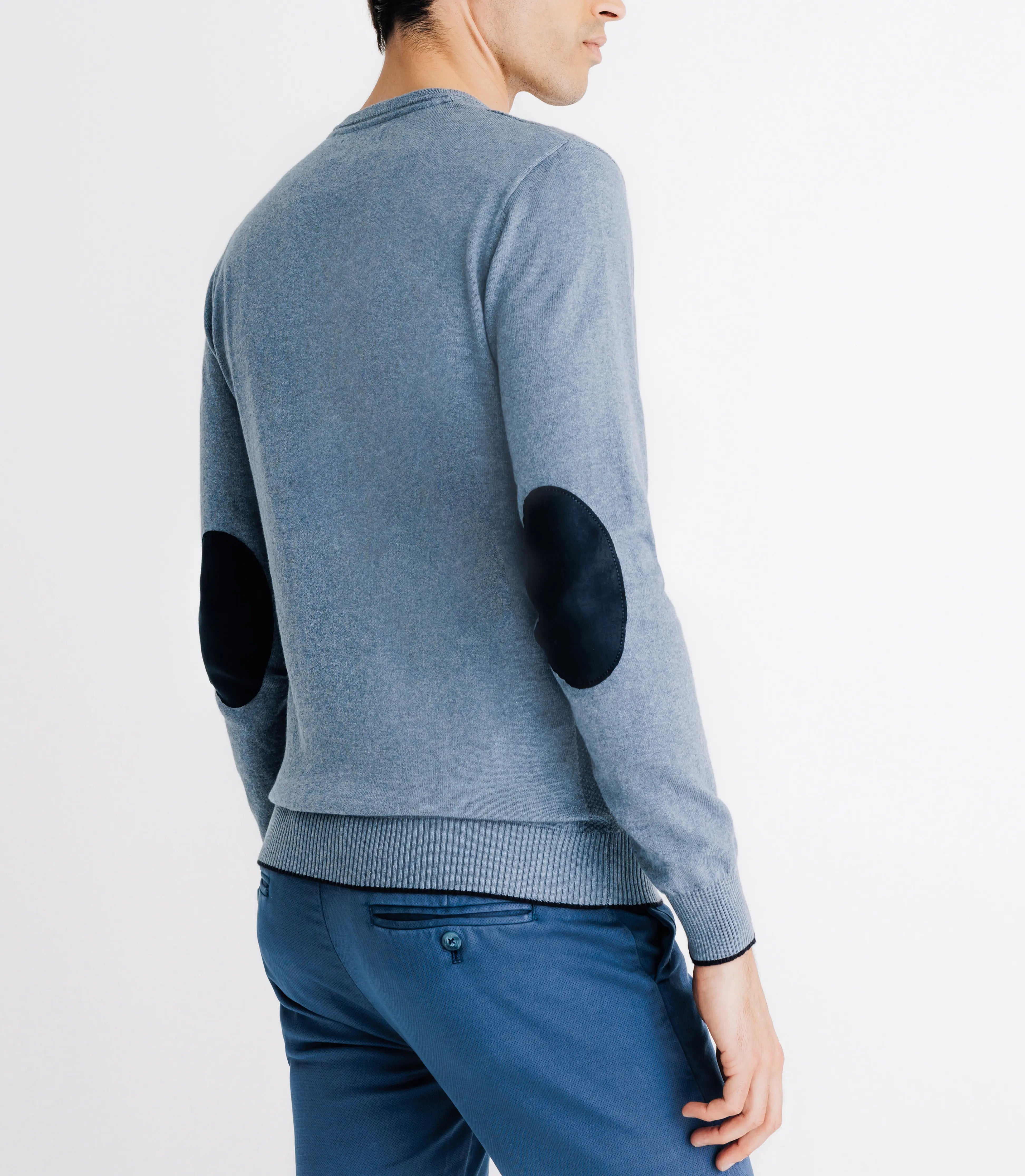 Pull col V manches longues indigo - IZAC