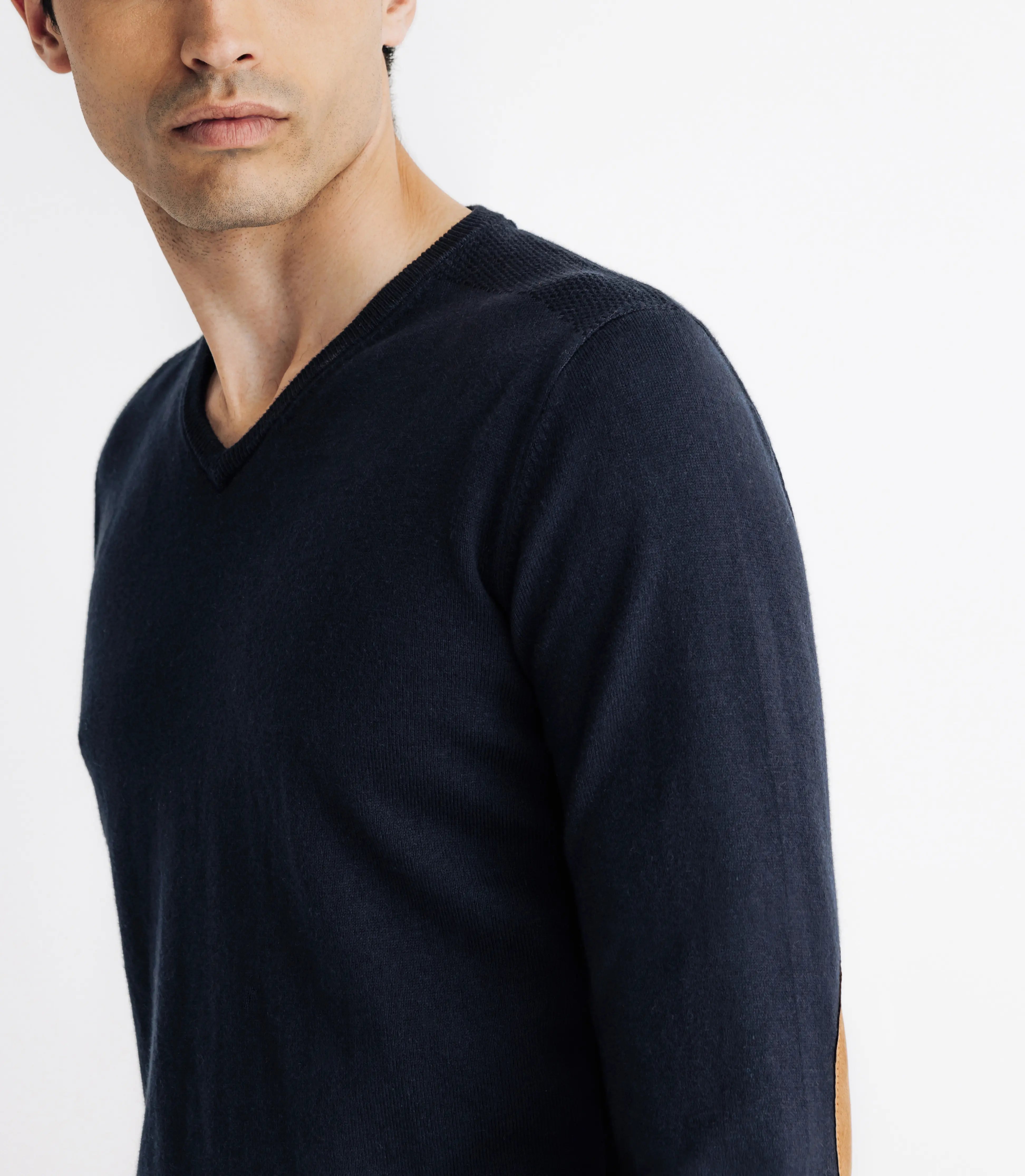 Pull col V manches longues marine - IZAC