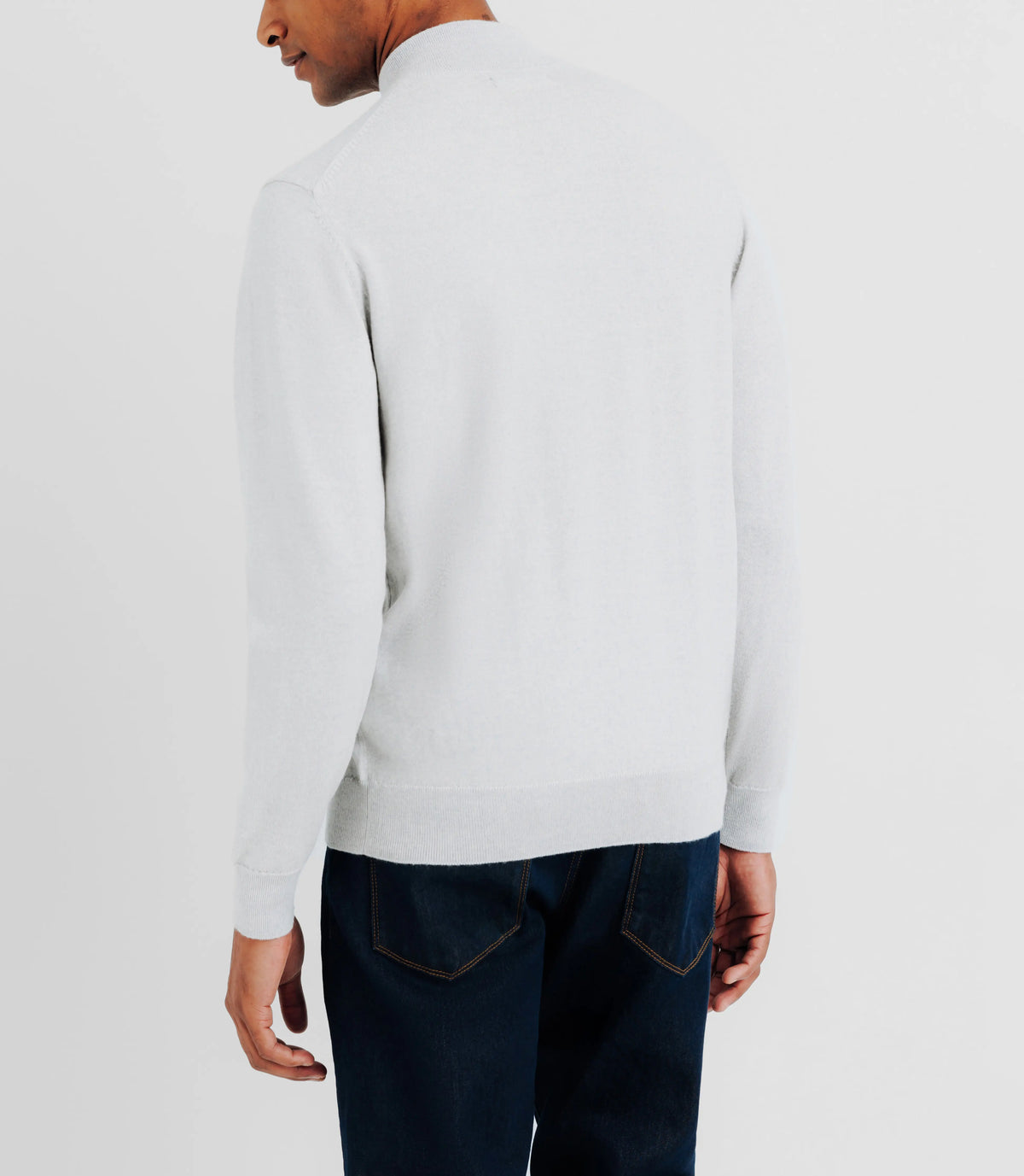 Pull en laine mérinos avec demi zip gris - IZAC