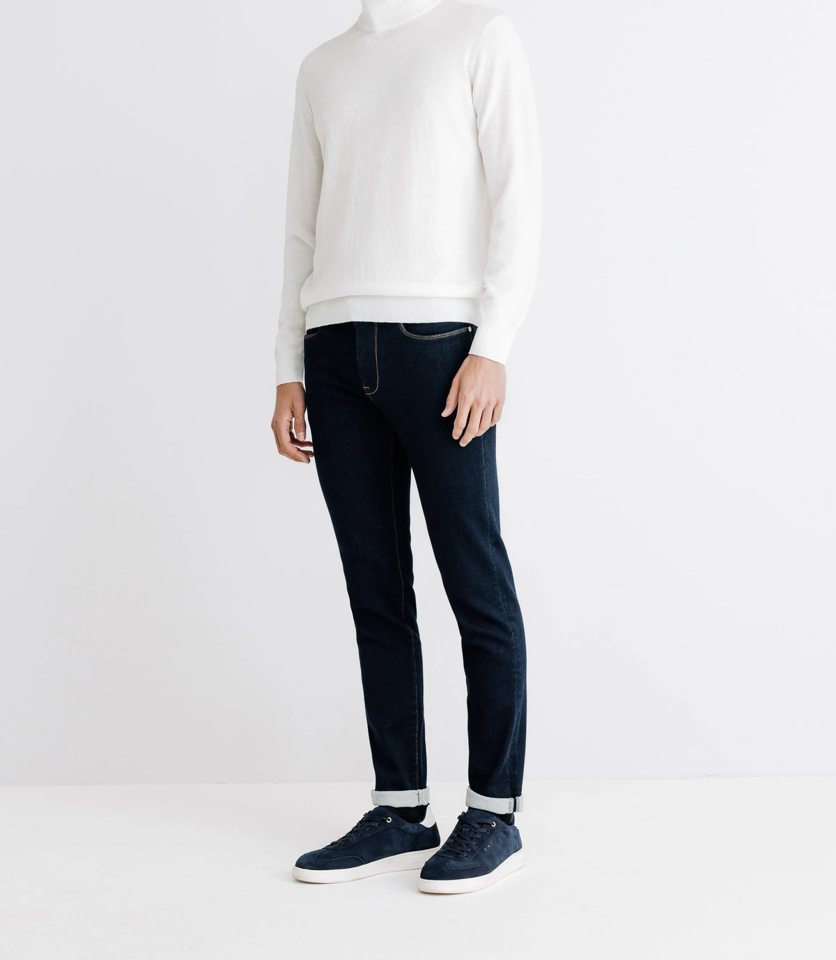 Pull en laine mérinos col cheminée écru - IZAC