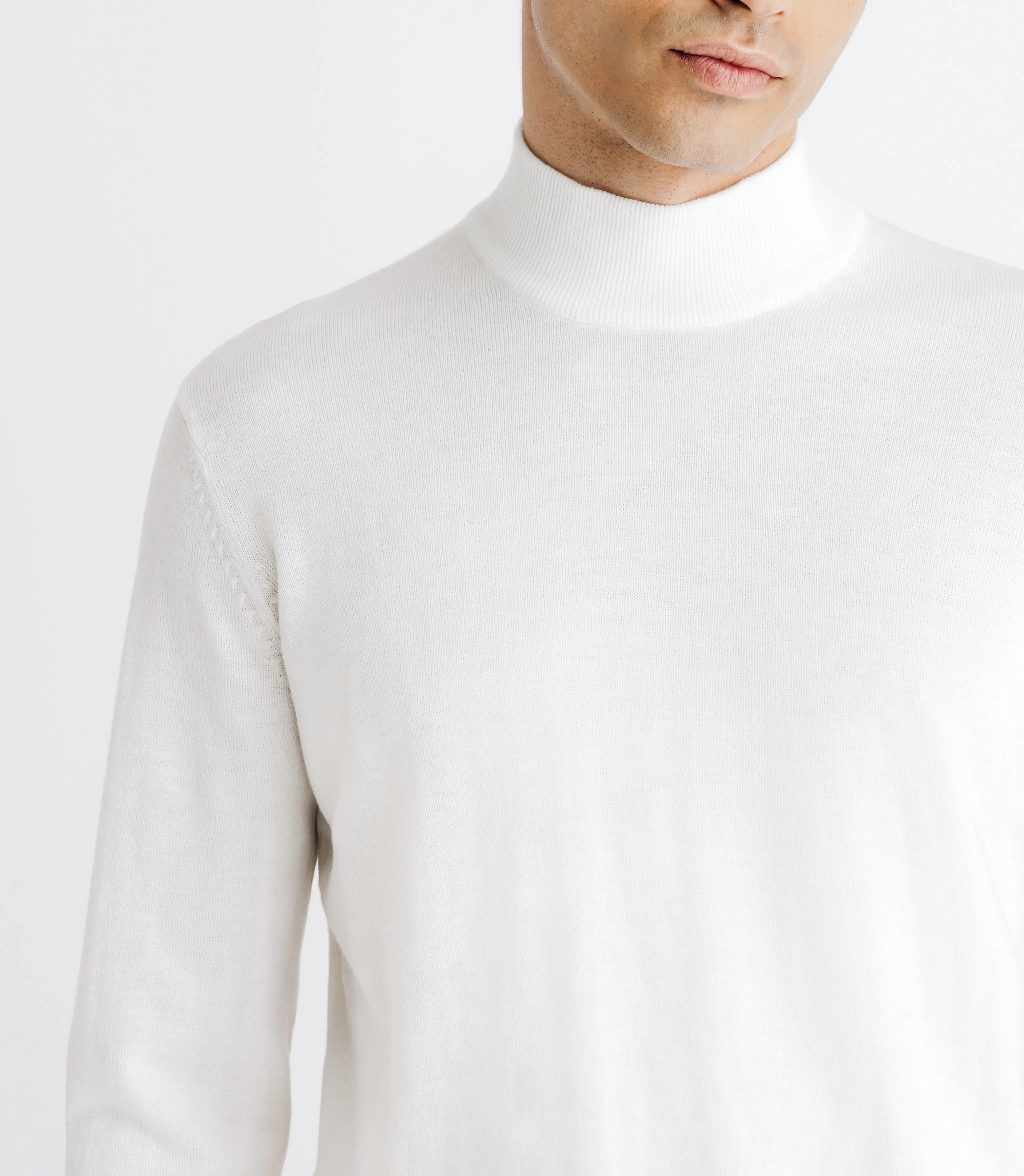 Pull en laine mérinos col cheminée écru - IZAC