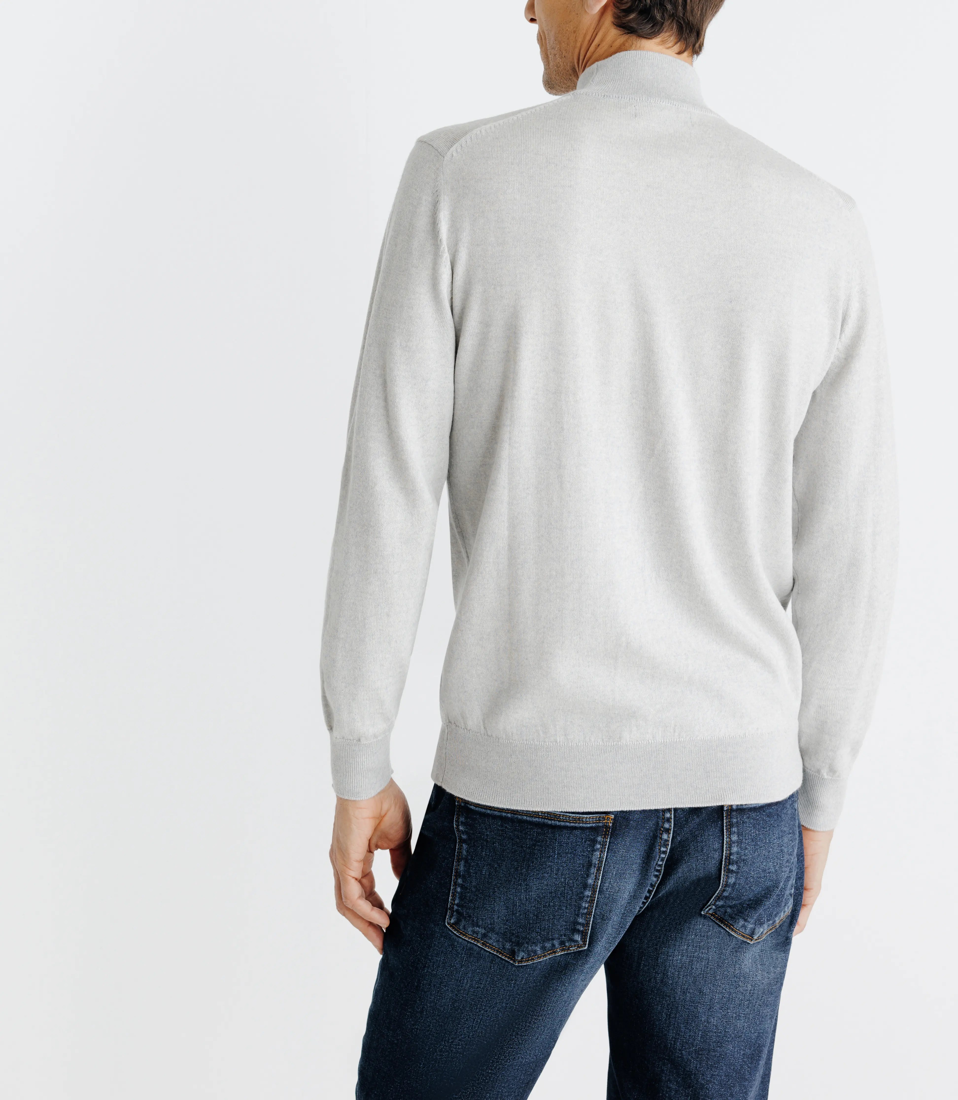 Pull en laine mérinos col cheminée gris - IZAC