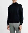 Pull en laine mérinos col cheminée noir - IZAC