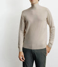 Pull col roulé en laine mérinos beige - IZAC