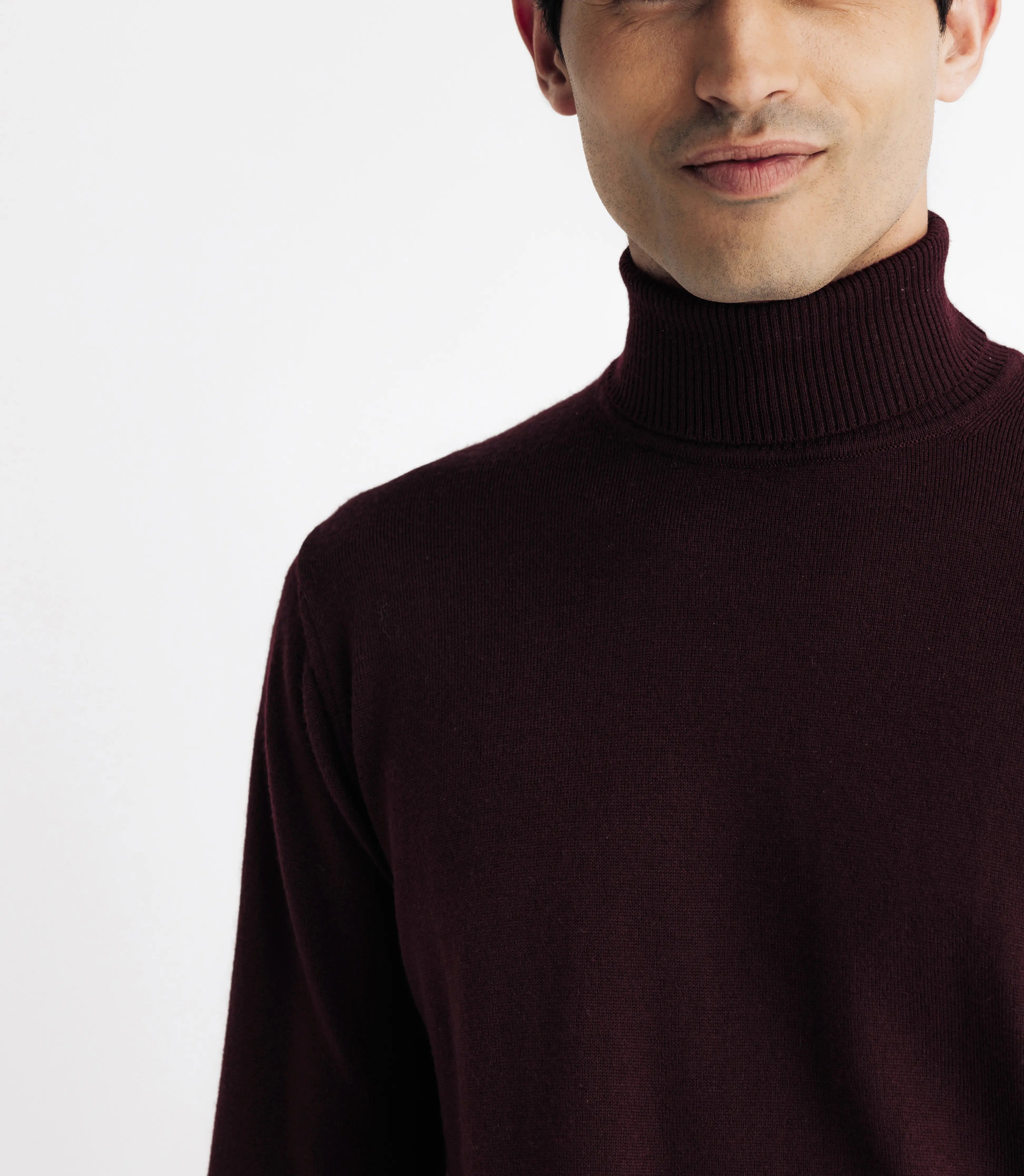 Pull col roulé en laine mérinos bordeaux - IZAC