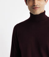Pull col roulé en laine mérinos bordeaux - IZAC