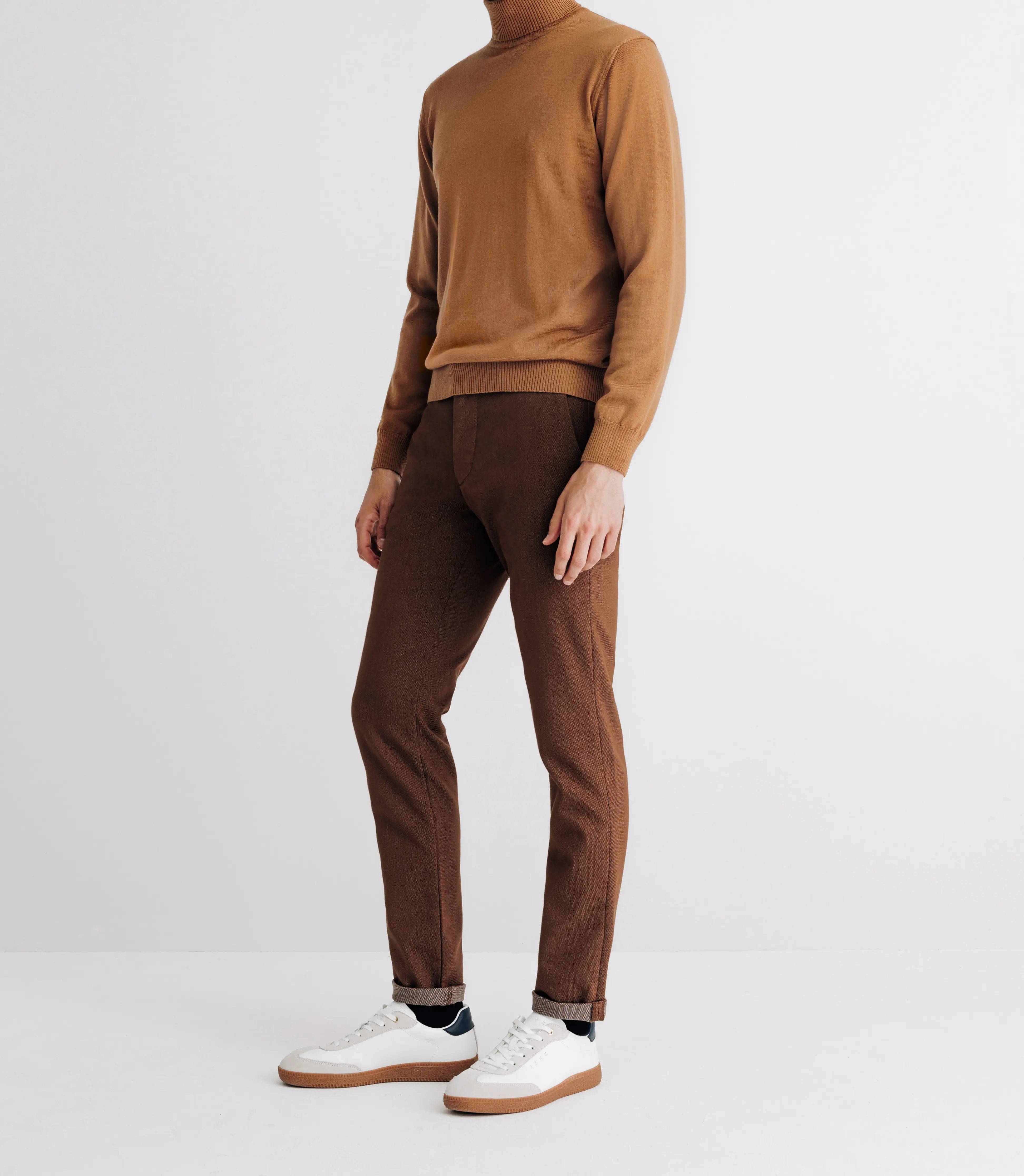 Pull col roulé en laine mérinos camel - IZAC