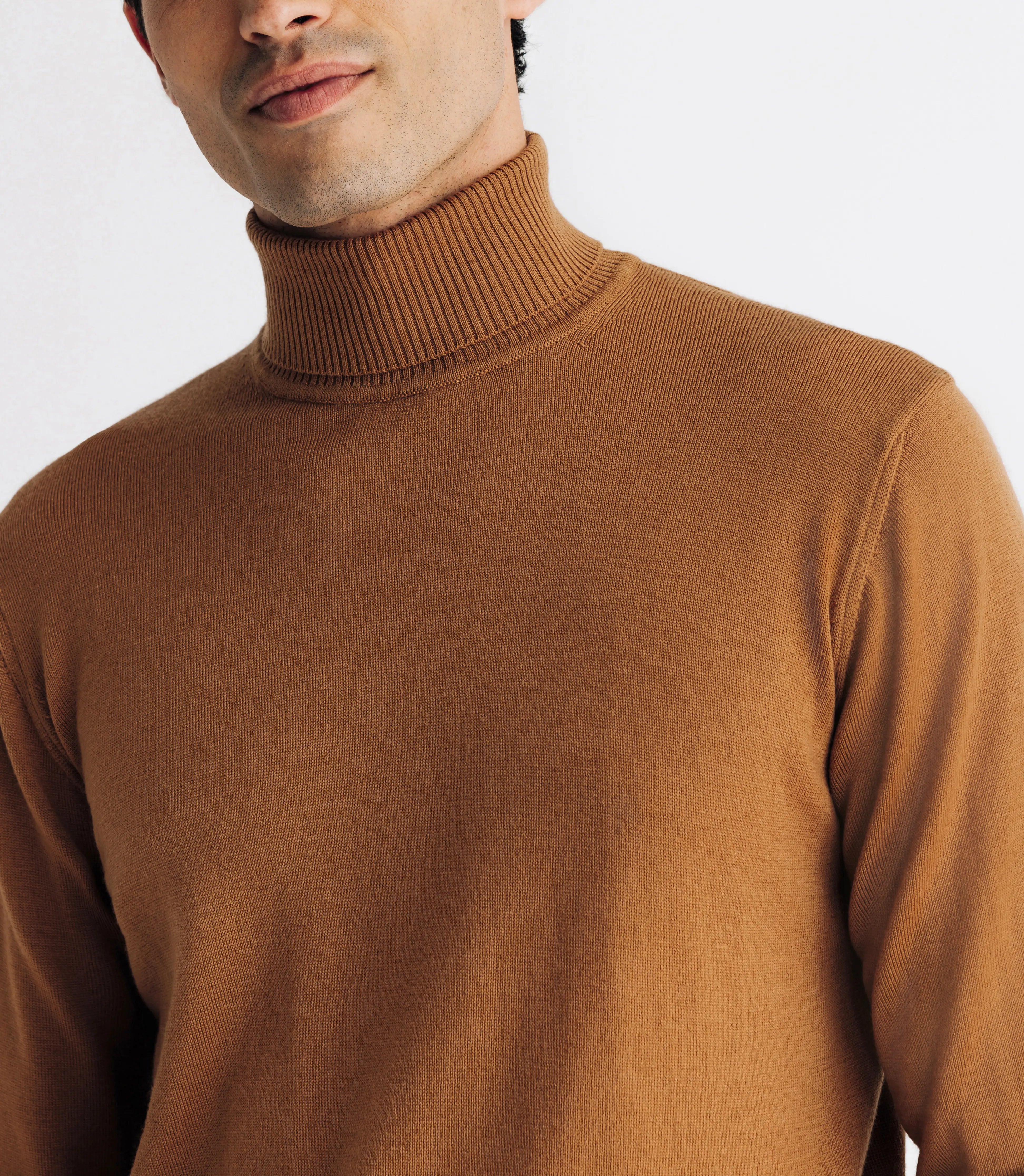 Pull col roulé en laine mérinos camel - IZAC