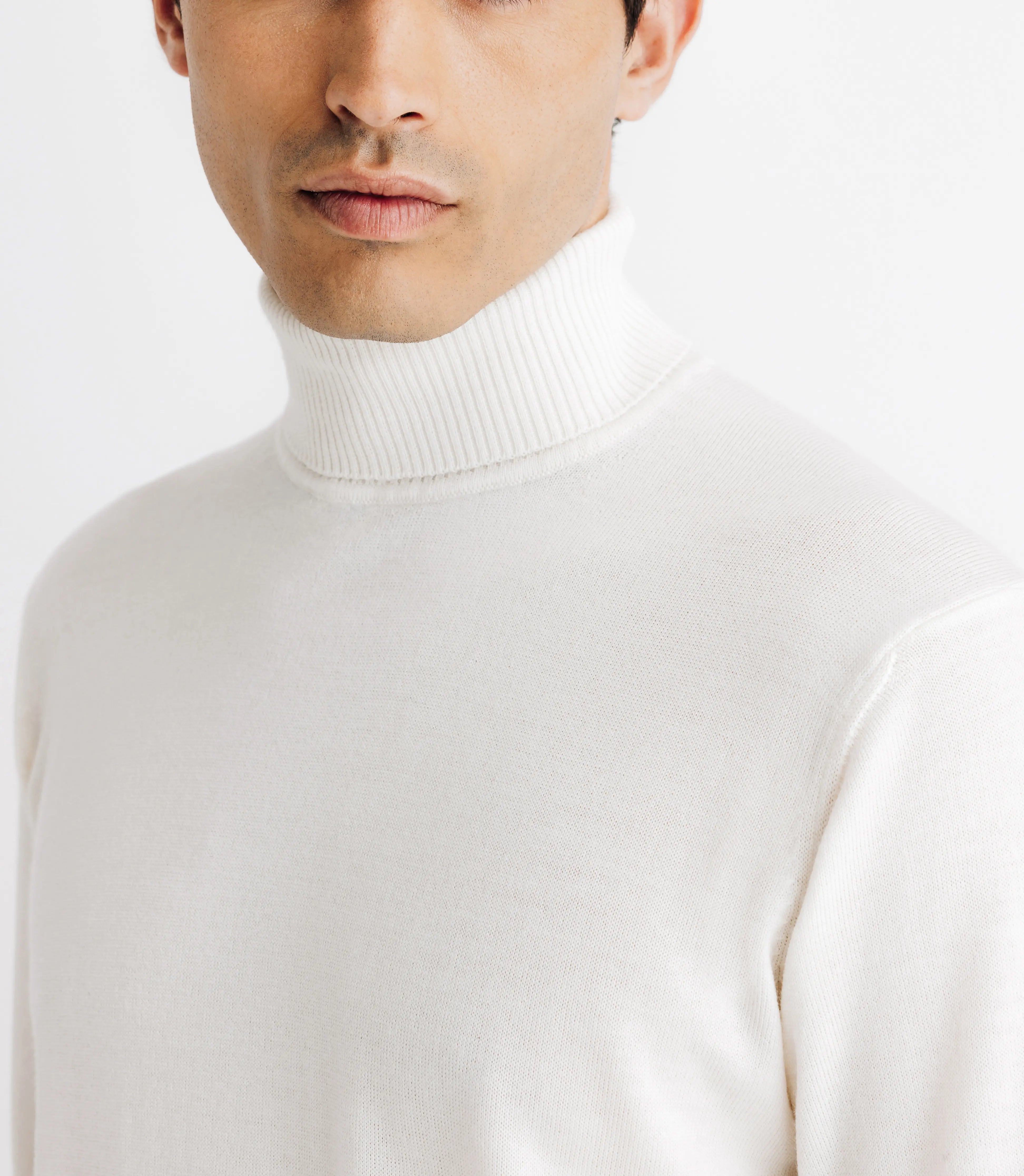 Pull col roulé en laine mérinos écru - IZAC