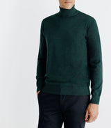 Pull col roulé en laine mérinos vert - IZAC