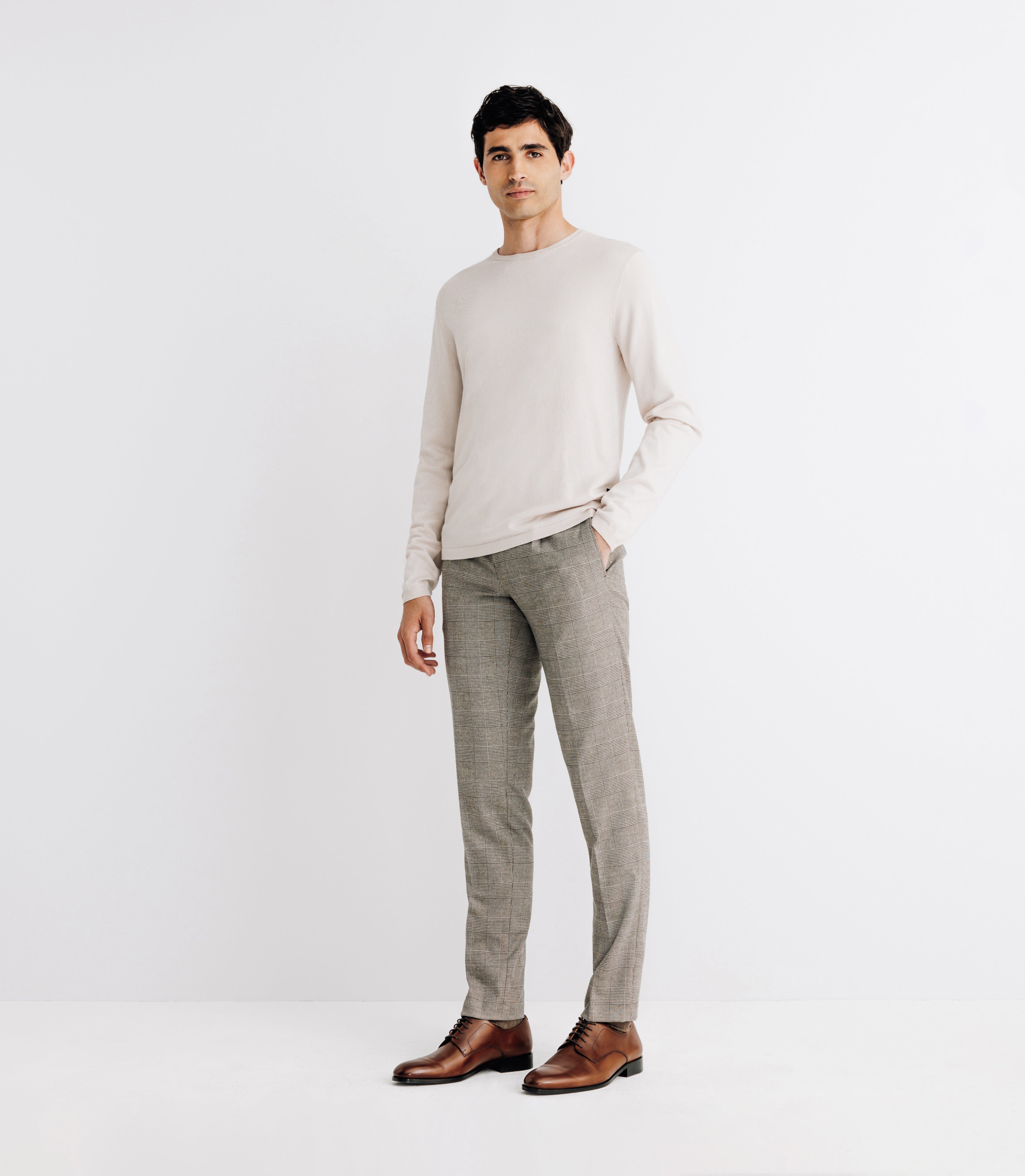 Pull col roulé en laine mérinos beige - IZAC