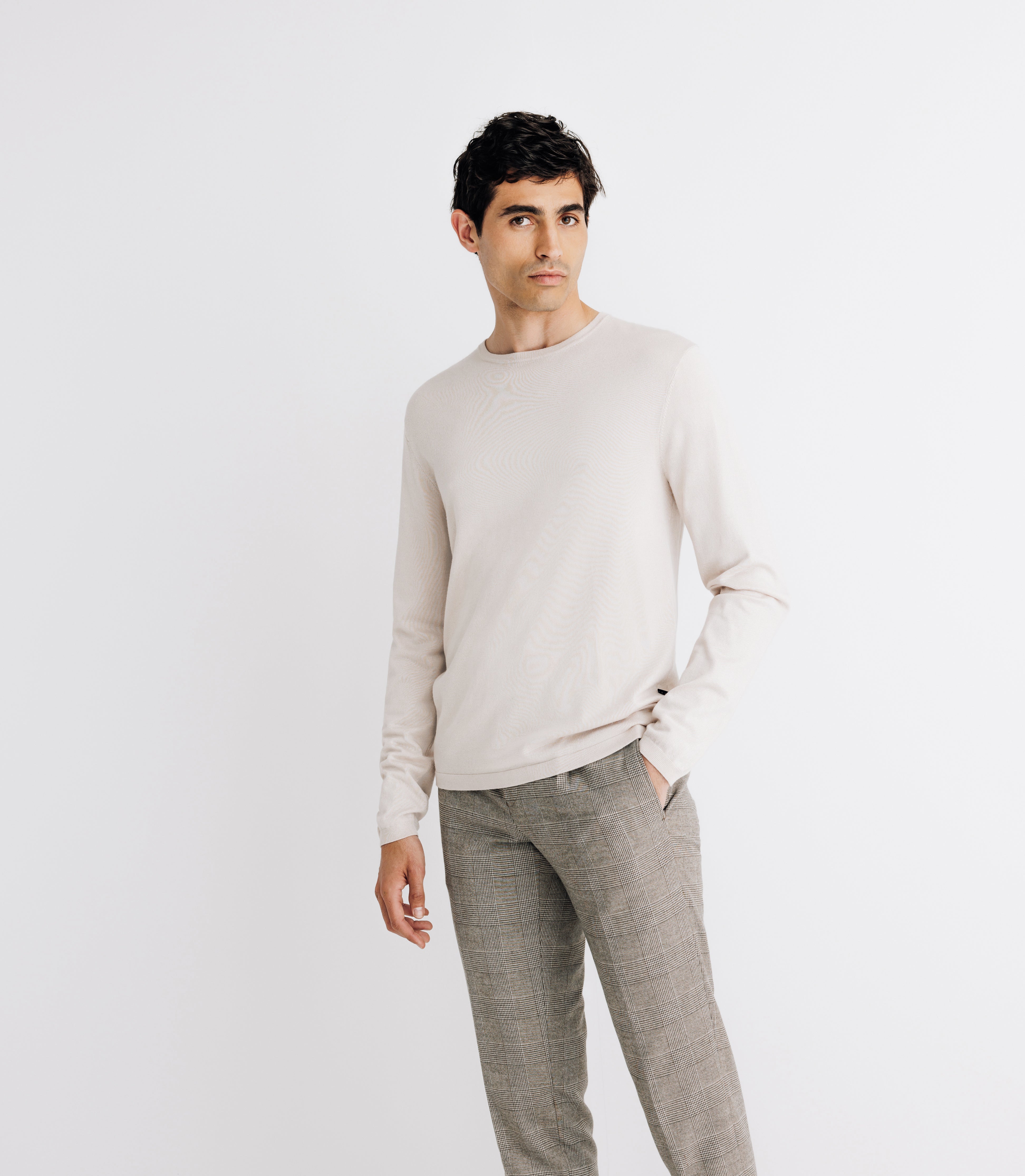 Pull col roulé en laine mérinos beige - IZAC