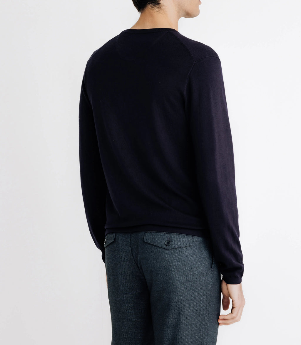 Pull col rond en maille marine - IZAC