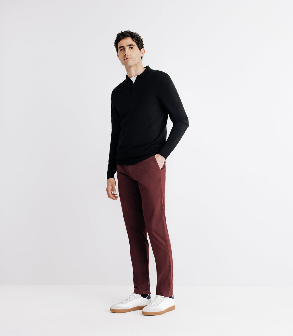 Pull col zippé en maille noir - IZAC