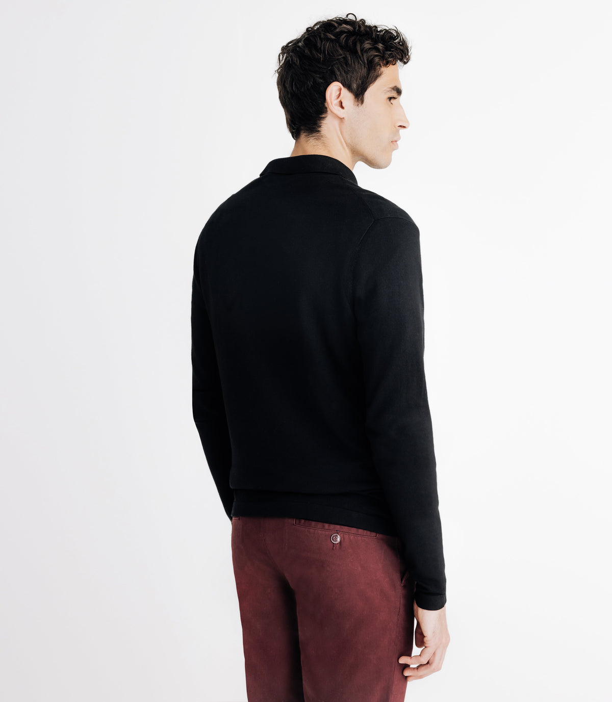 Pull col zippé en maille noir - IZAC
