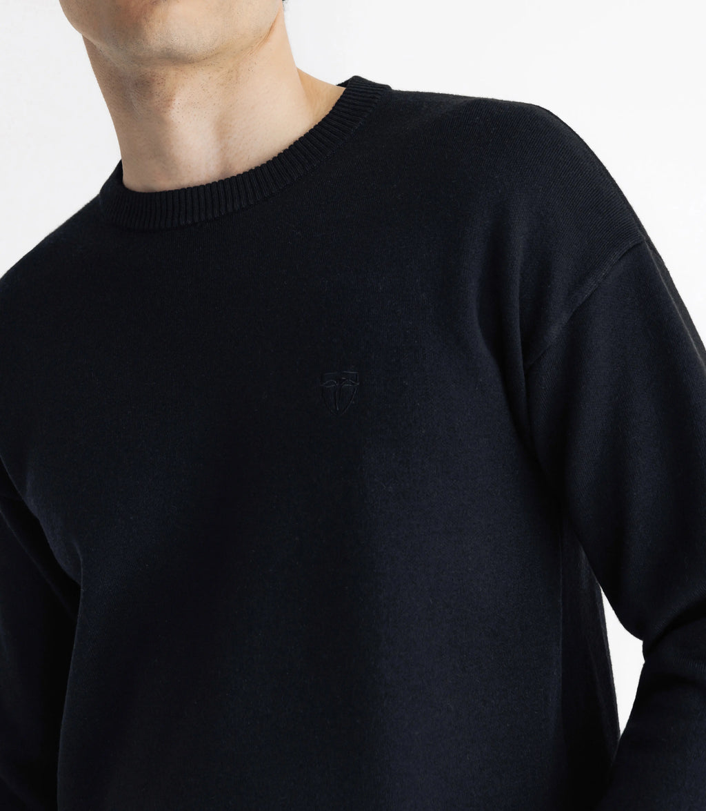 Pull sweat col rond noir - IZAC
