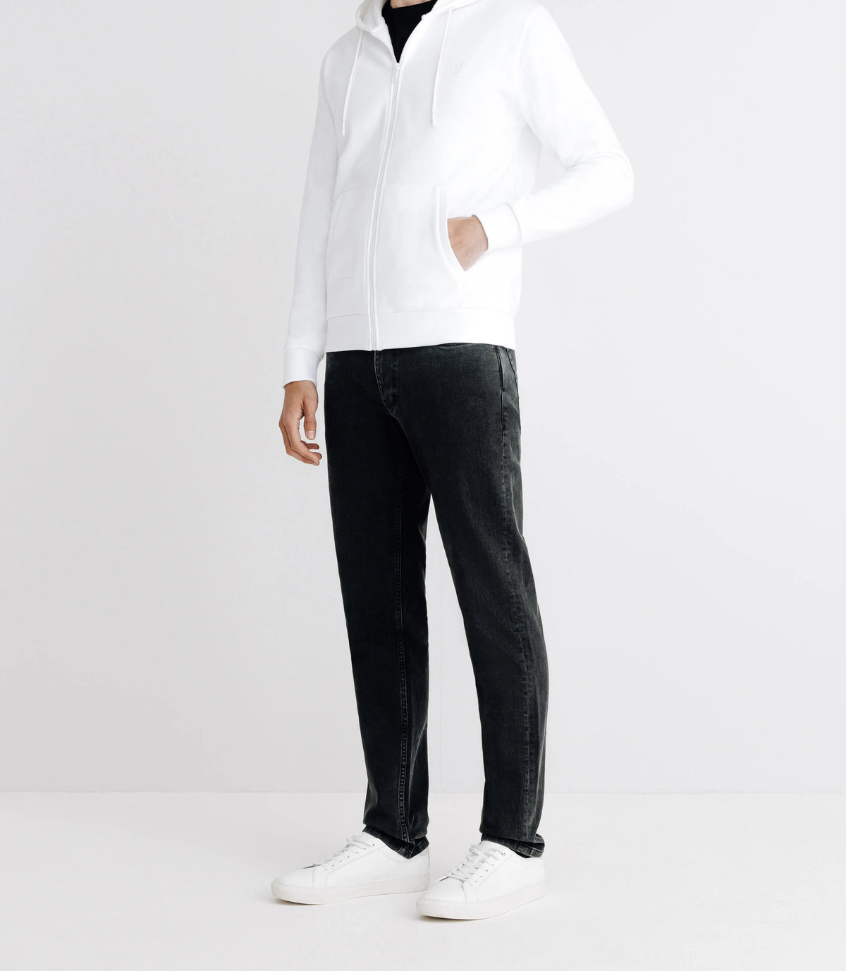 Pull gilet à capuche blanc - IZAC
