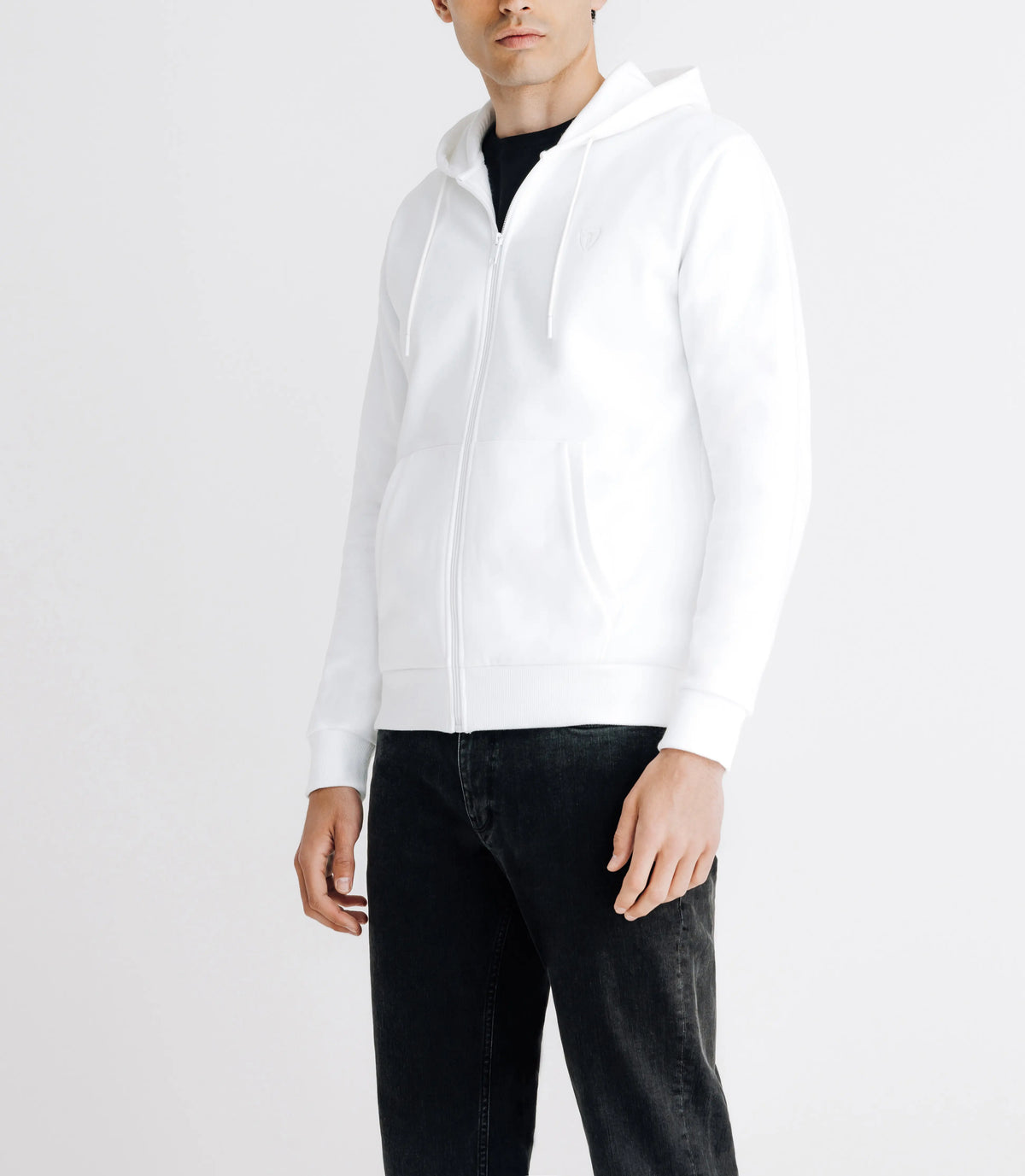 Pull gilet à capuche blanc - IZAC