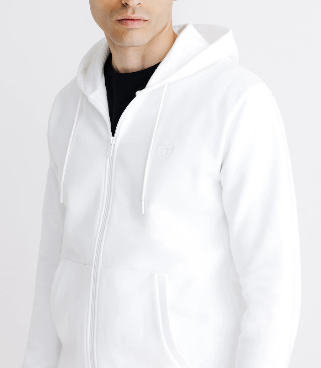 Pull gilet à capuche blanc - IZAC