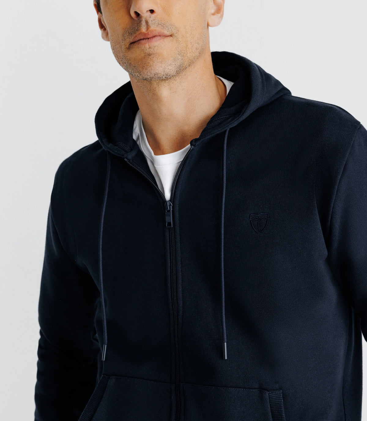 Pull gilet à capuche marine - IZAC