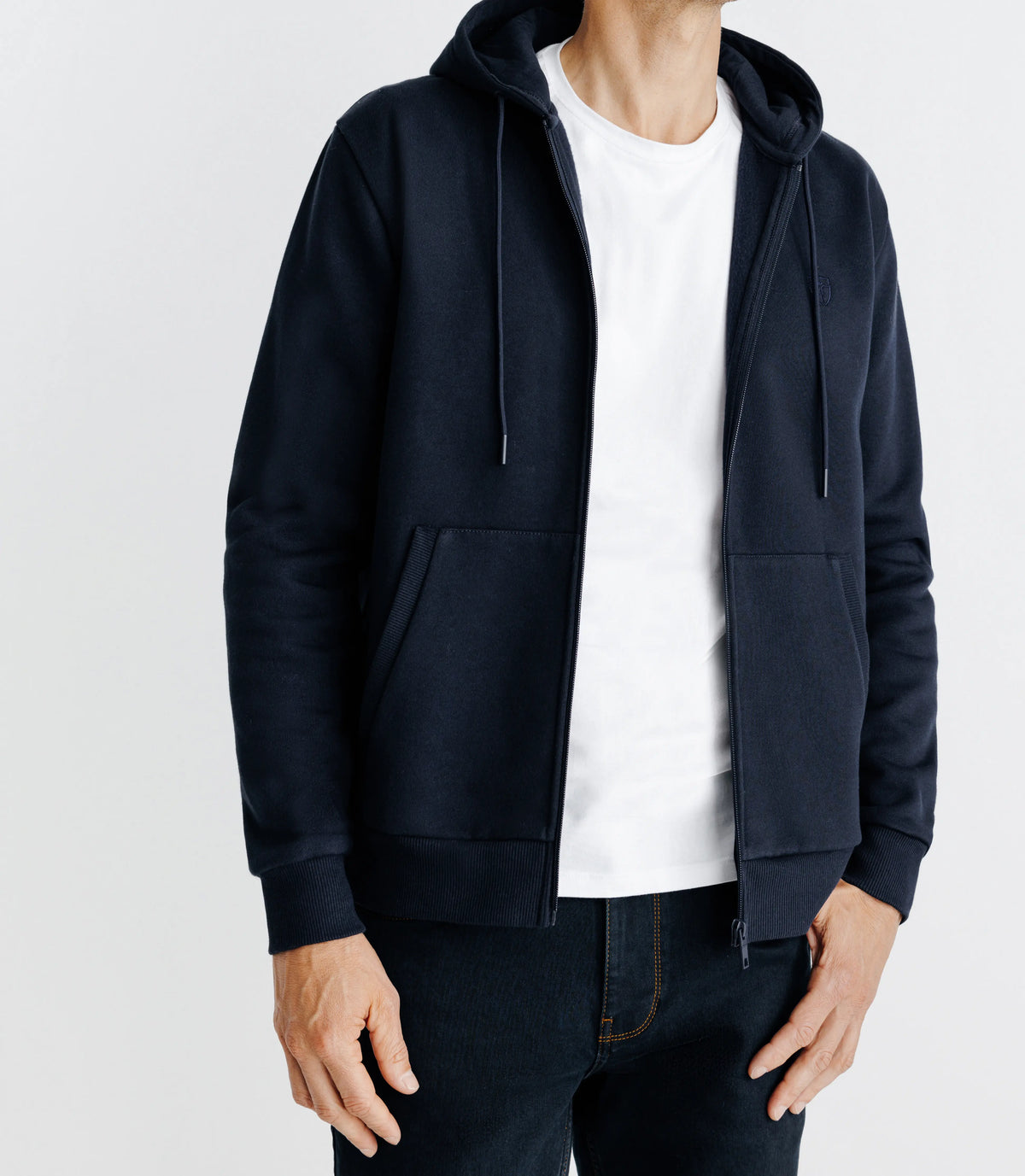 Pull gilet à capuche marine - IZAC