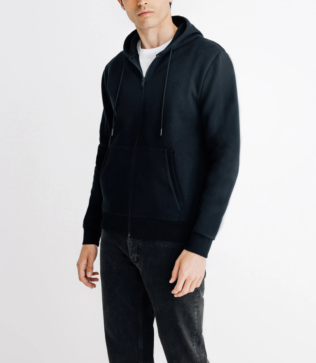 Pull gilet à capuche noir - IZAC
