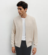 Gilet zippé jeux de points beige - IZAC