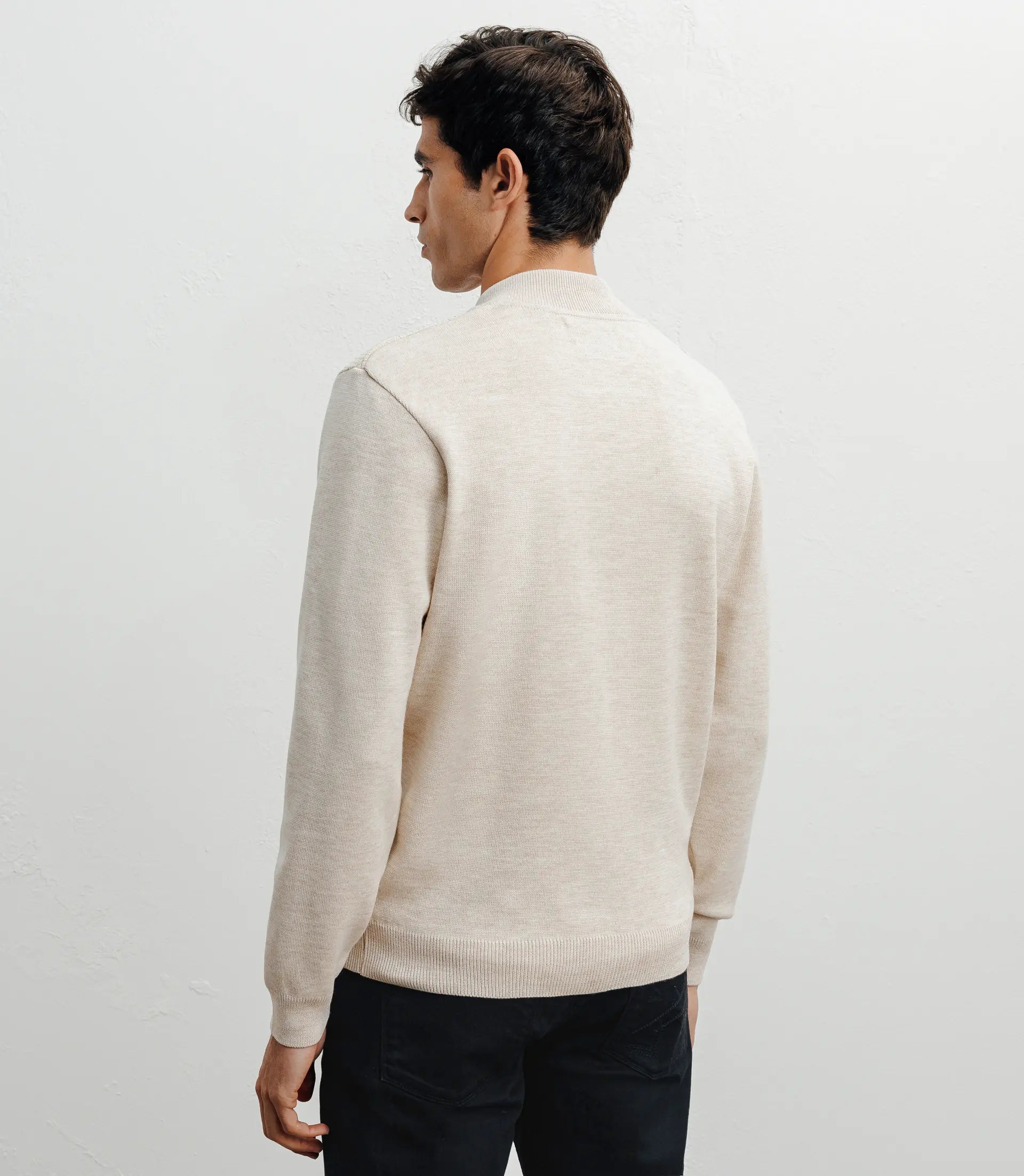 Gilet zippé jeux de points beige - IZAC