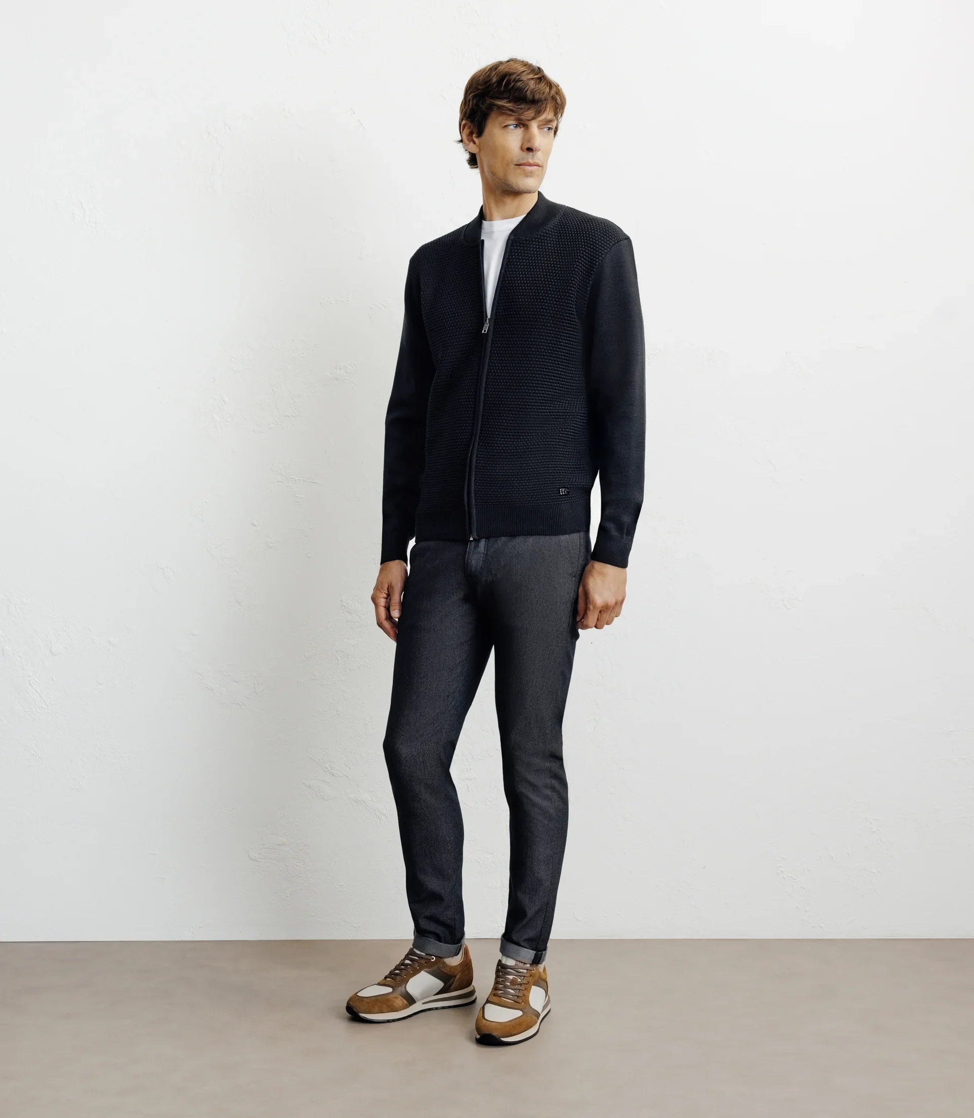 Gilet zippé jeux de points noir - IZAC