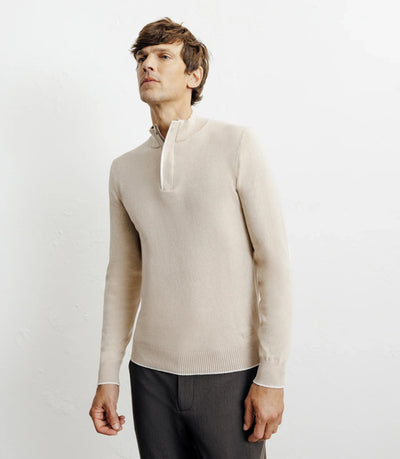 Pull col montant demi zippé beige - IZAC