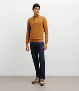 Pull col montant demi zippé camel foncé - IZAC