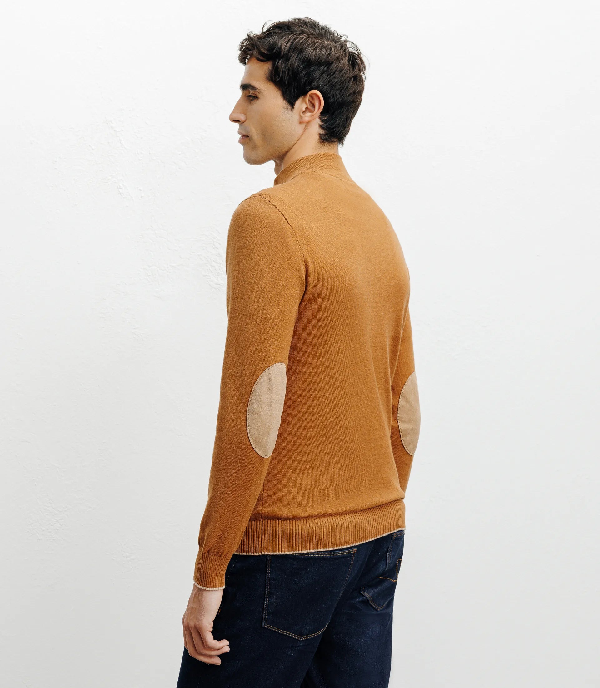Pull col montant demi zippé camel foncé - IZAC