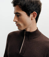 Pull col montant demi zippé marron - IZAC