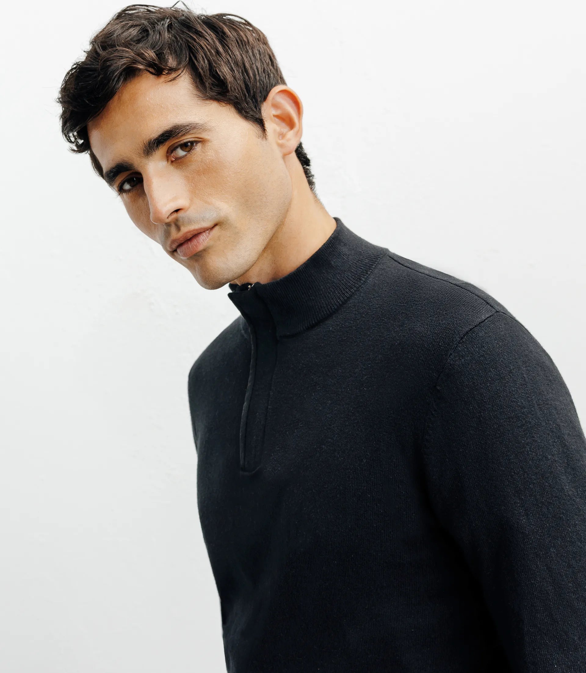 Pull col montant demi zippé noir - IZAC