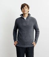 Pull en laine col camionneur anthracite - IZAC
