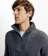 Pull en laine col camionneur anthracite - IZAC