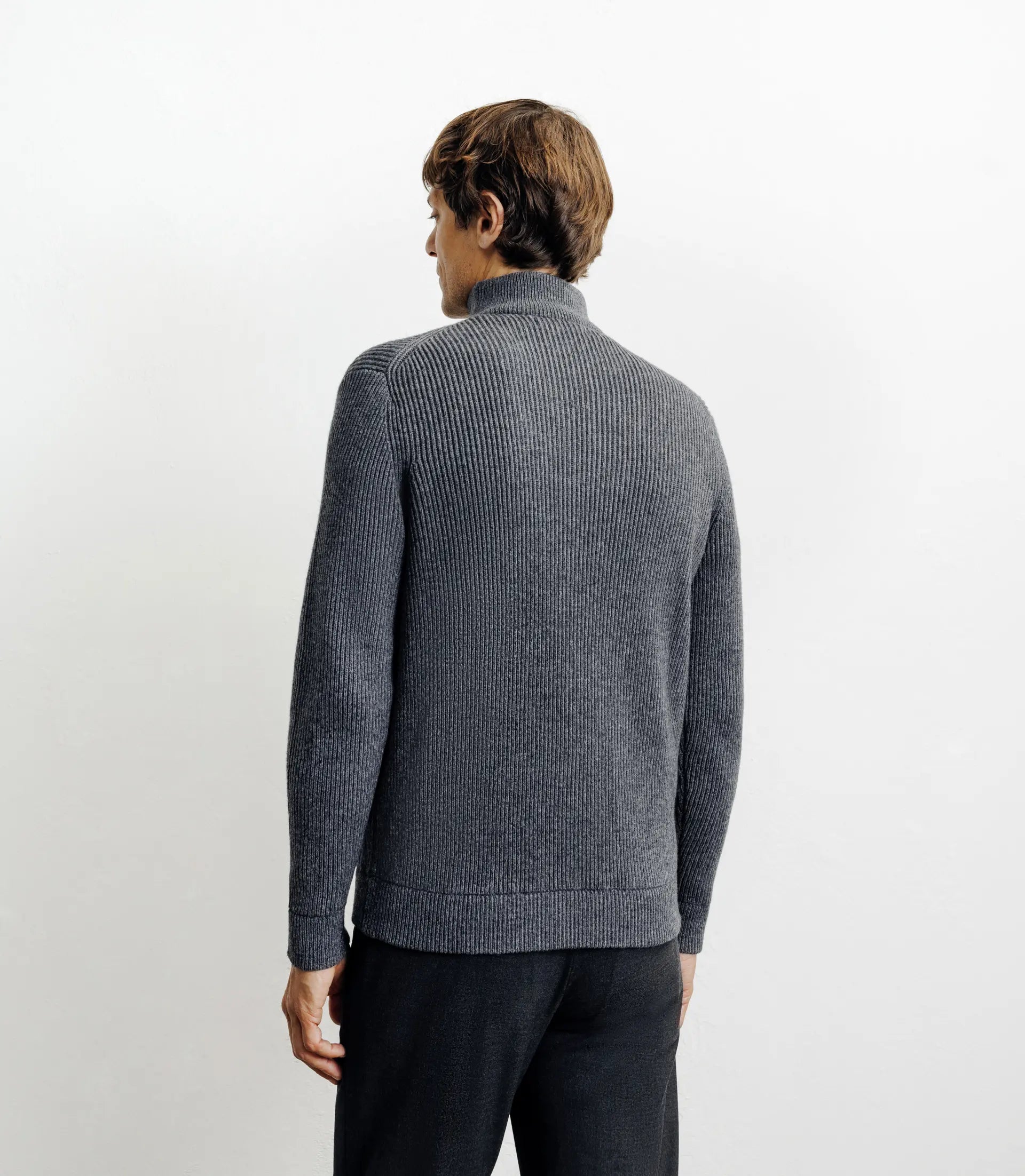 Pull en laine col camionneur anthracite - IZAC