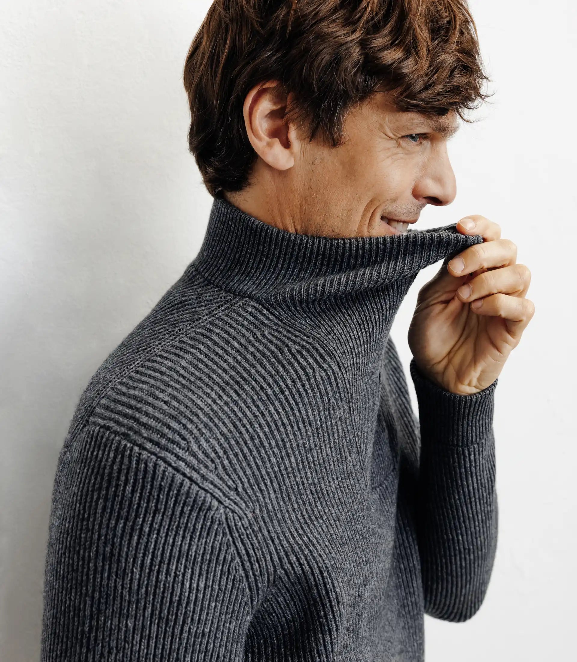 Pull en laine col camionneur anthracite - IZAC