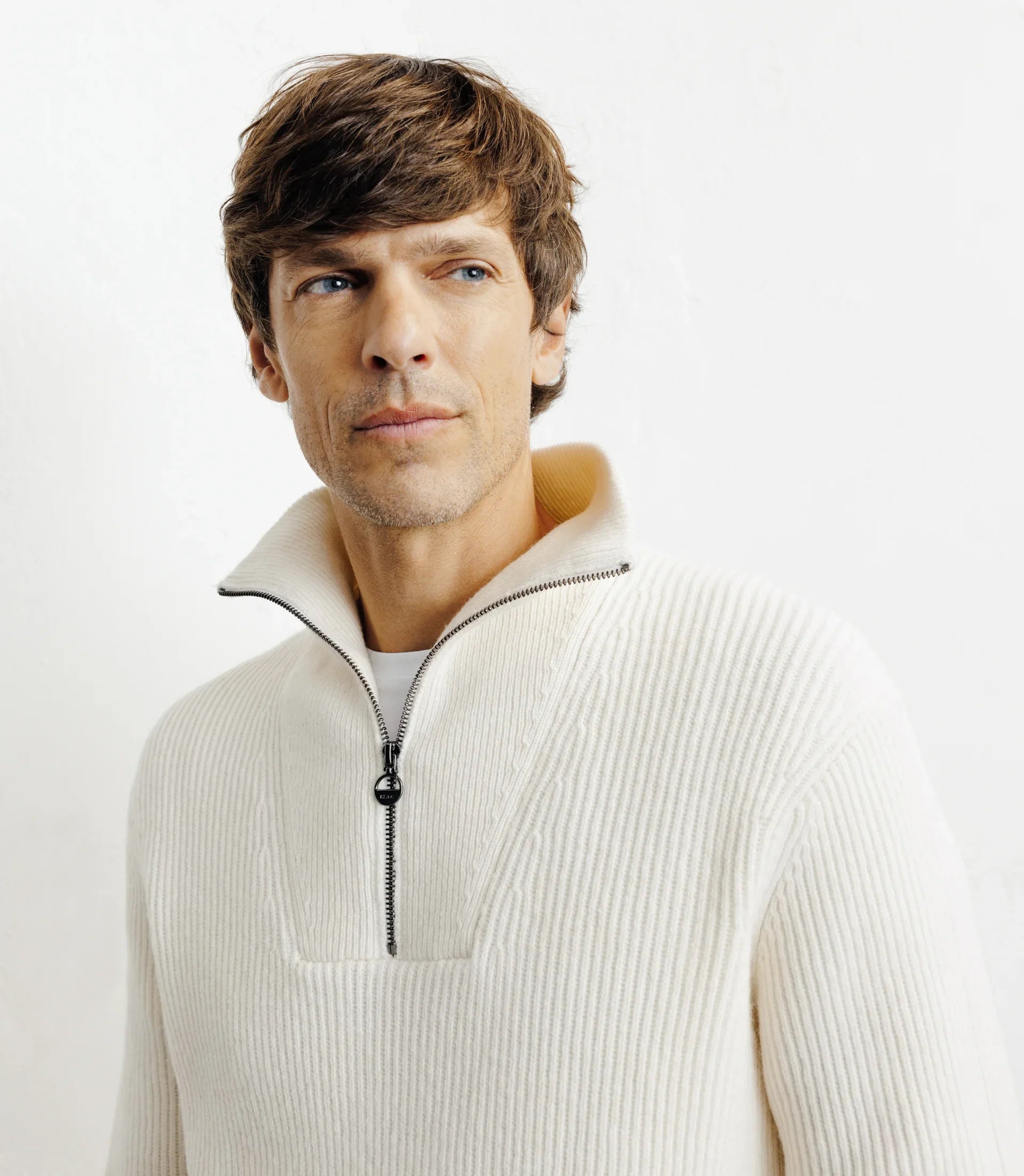 Pull en laine col camionneur écru - IZAC