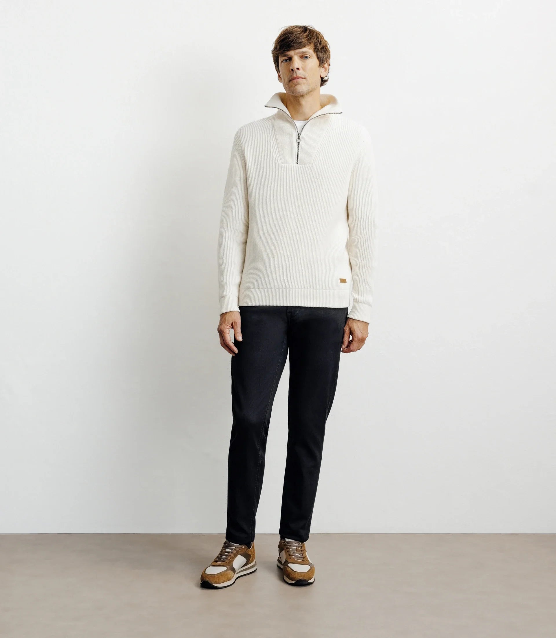 Pull en laine col camionneur écru - IZAC