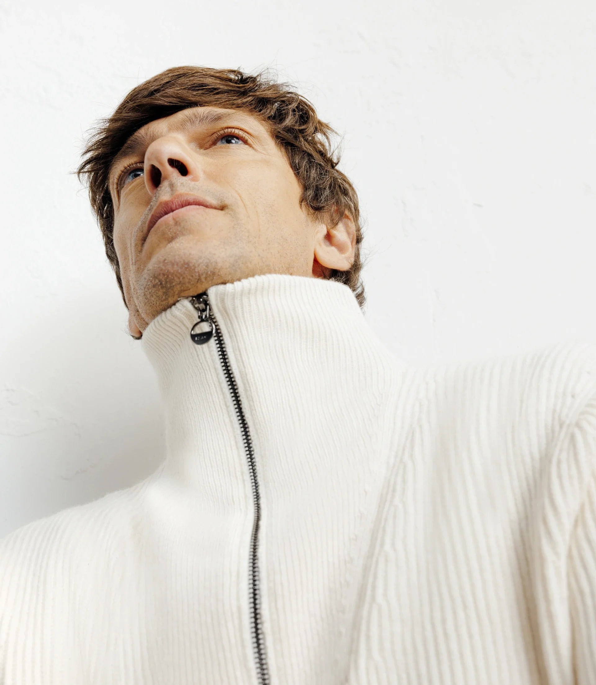 Pull en laine col camionneur écru - IZAC