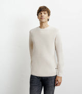 Pull col rond jeux de points beige - IZAC
