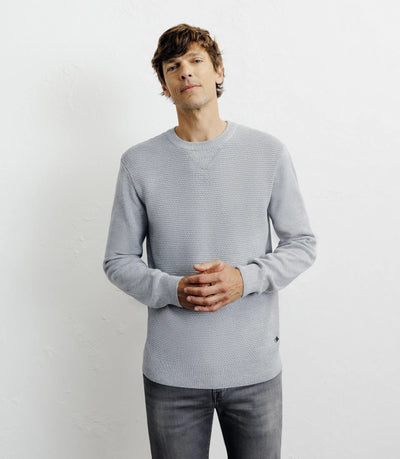 Pull col rond jeux de points gris chiné - IZAC