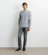 Pull col rond jeux de points gris chiné - IZAC