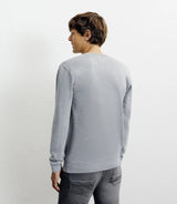 Pull col rond jeux de points gris chiné - IZAC